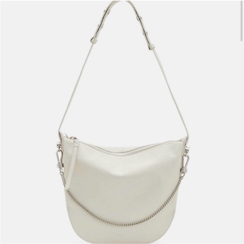 All Saints Blake Pebble Leather Pampas White Shoulder Bag